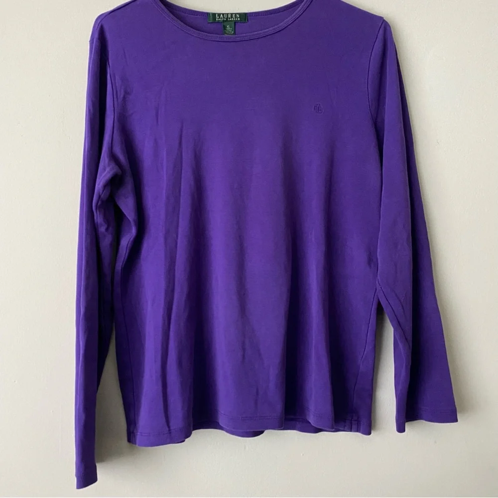 Lauren Ralph Lauren Purple Long Sleeve Shirt with Embroidered Logo size XL - Picture 2 of 12